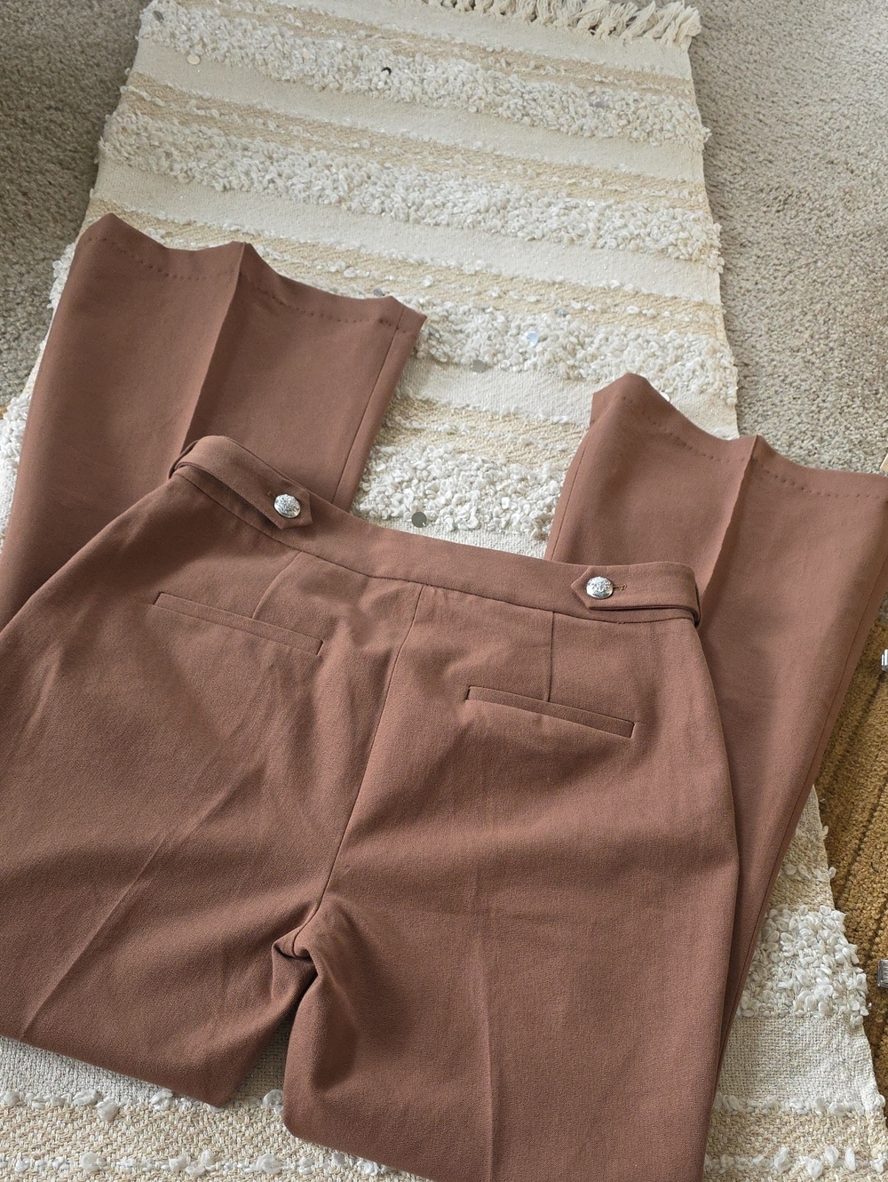 Veronica Beard Cocoa Brown Stretch High-Rise Flared Twill Pants 12 Tall - Picture 8 of 13
